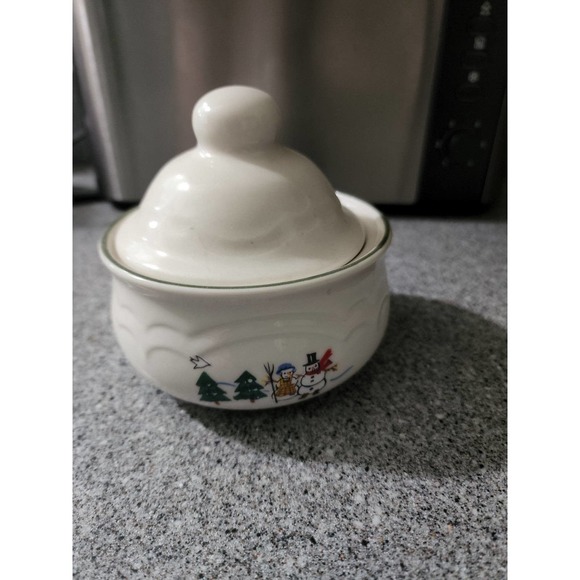 Pfaltzgraff Snow Village Cream and Sugar Bowl - Picture 3 of 7